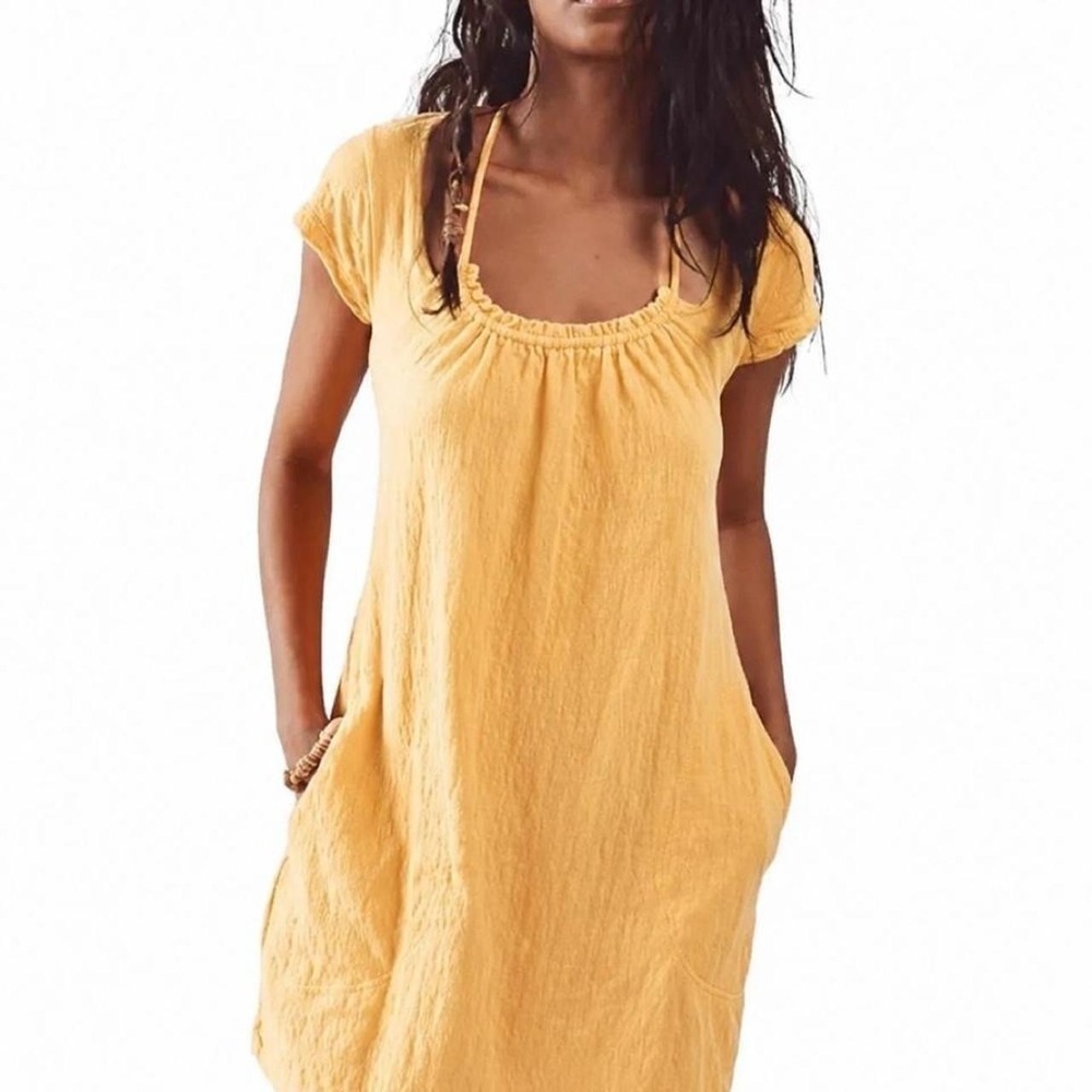 Free People FP Beach Peach Sunrise Open Back Mini Dress Cover Up Sz M NWT Beachy